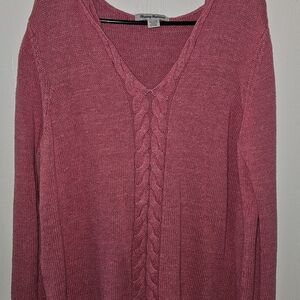Tommy Bahama Cable V-Neck Sweater in Rose